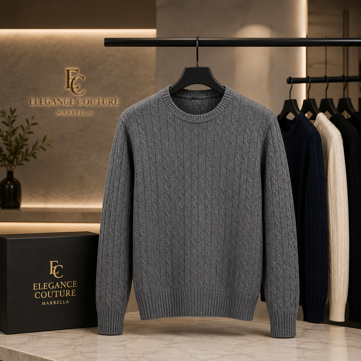 Jersey de Punto Trenzado – Elegancia Clásica para Hombre