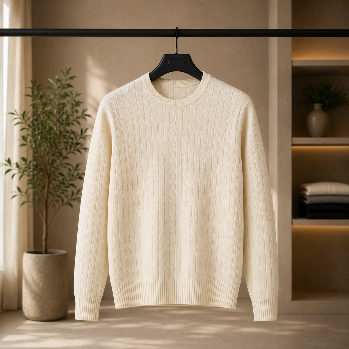 Jersey de Punto Trenzado – Elegancia Clásica para Hombre