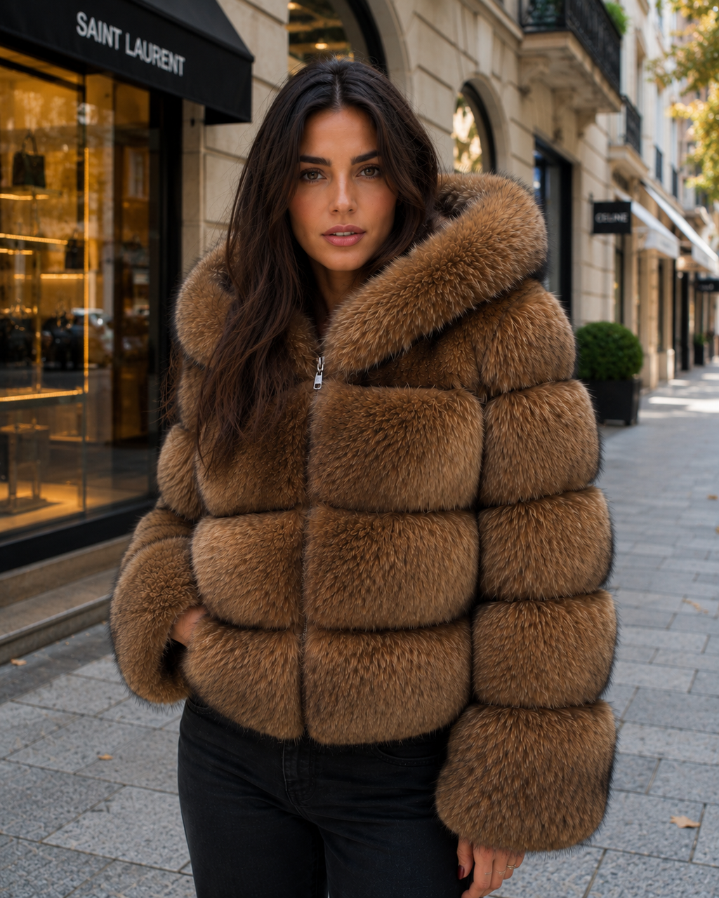 Aurora Luxe | Chaqueta de Pelo Premium con y sin  Capucha para Mujer