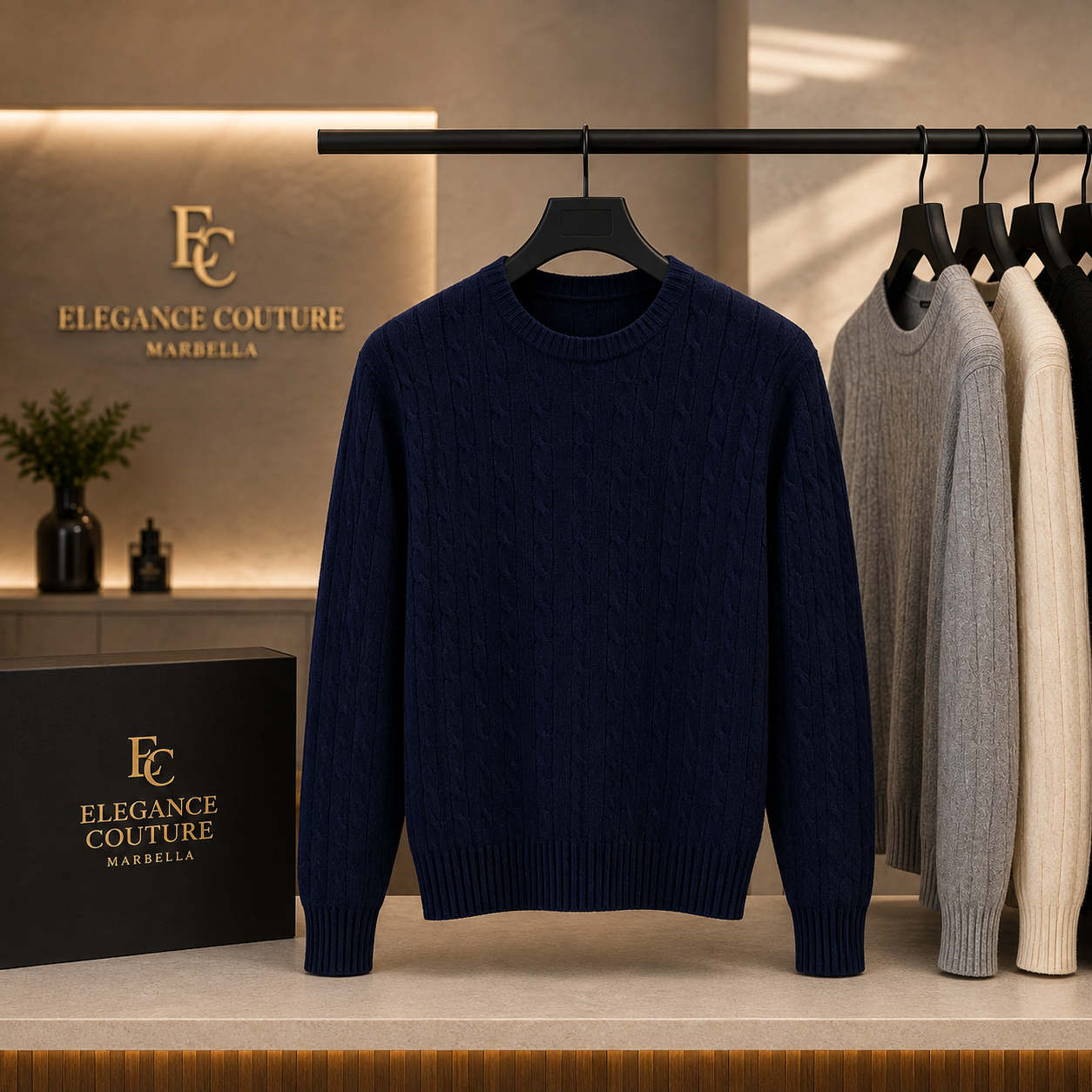 Jersey de Punto Trenzado – Elegancia Clásica para Hombre