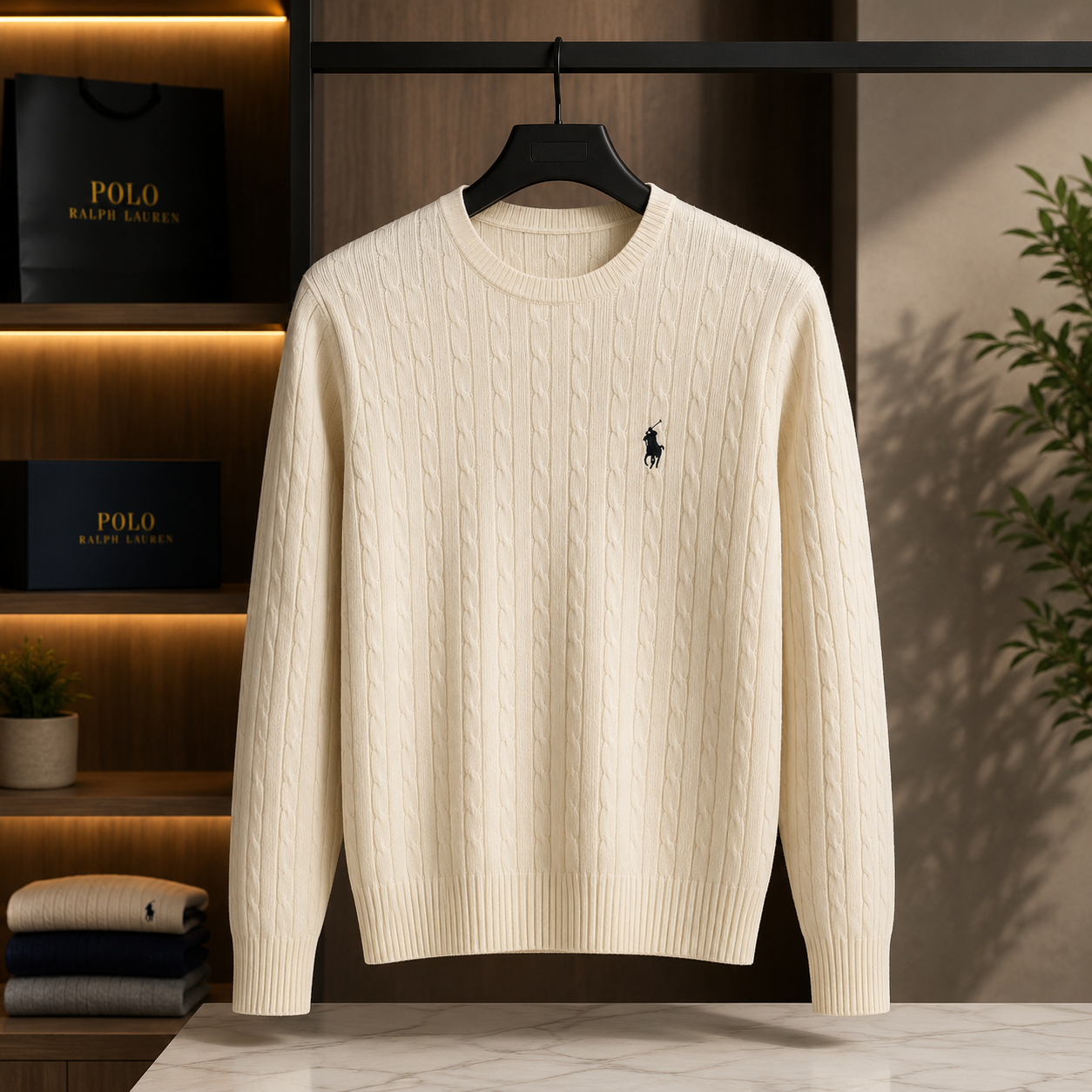 Jersey de Punto Trenzado – Elegancia Clásica para Hombre
