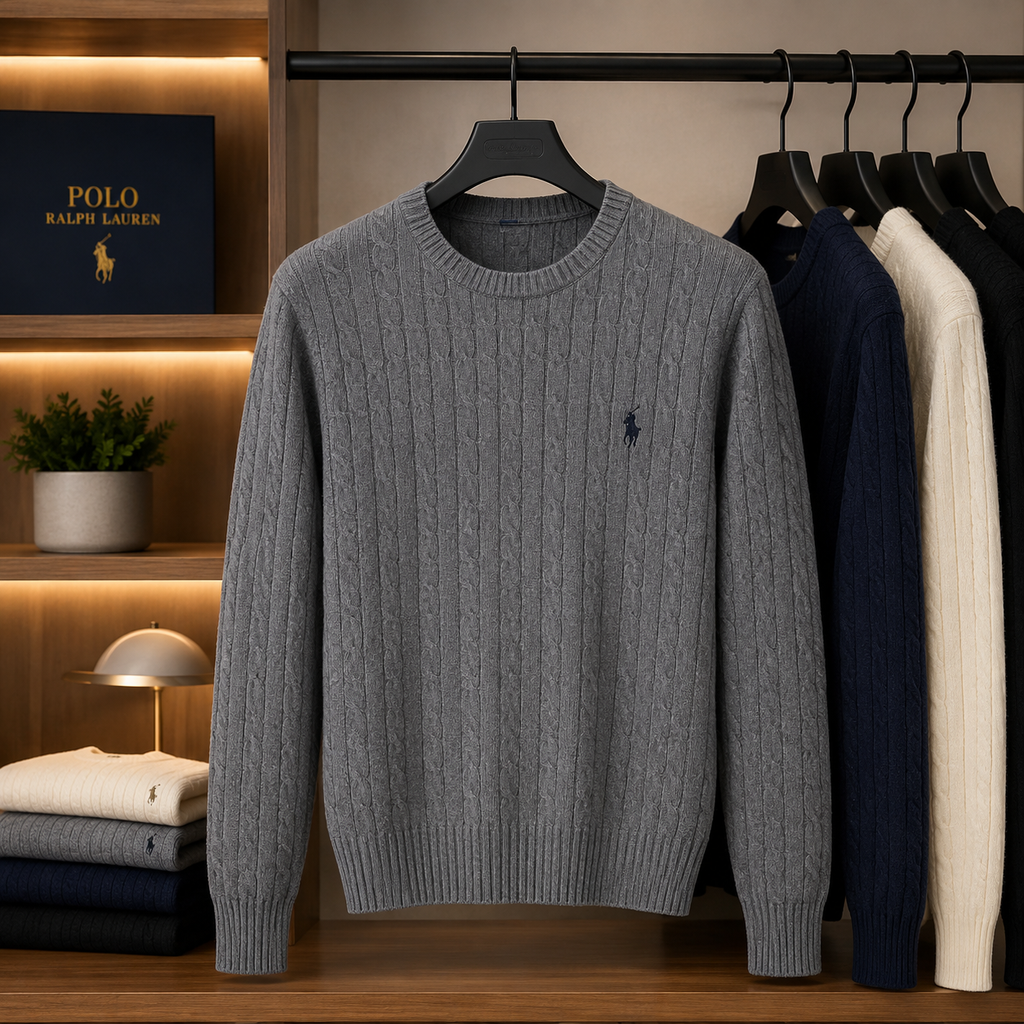 Jersey de Punto Trenzado – Elegancia Clásica para Hombre