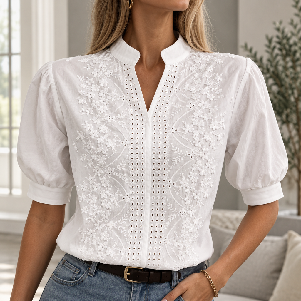 ✨ Blusa Blanca Bordada Elegance – Sofisticación Atemporal para Cualquier Ocasión