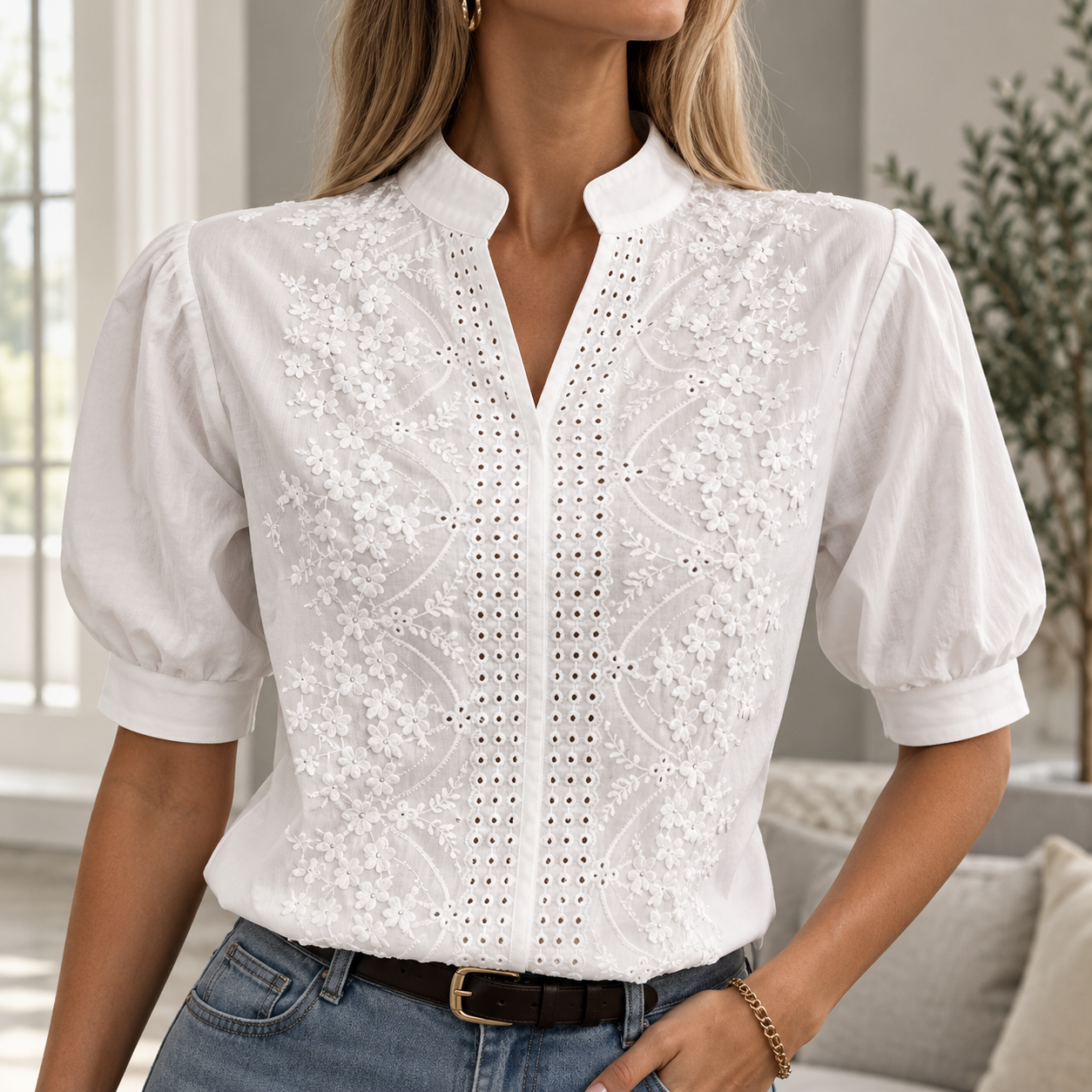 ✨ Blusa Blanca Bordada Elegance – Sofisticación Atemporal para Cualquier Ocasión